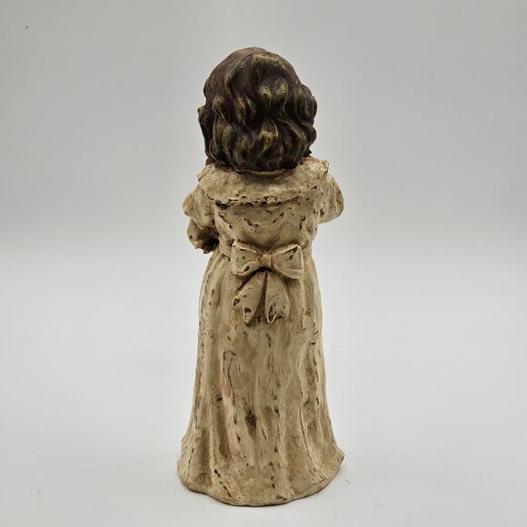 Vintage Resin Figurine: Old World Era Young Girl with Bunny Rabbit Statue 8x4 - Picture 4 of 6